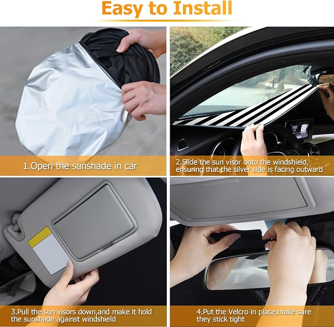 Bestview Windshield Sun Shade Custom Fit for 2015-2020 Ford F150, Foldable Front Window Sunshade Sun Visor Accessories Protector Block UV Rays Heat - Image 7