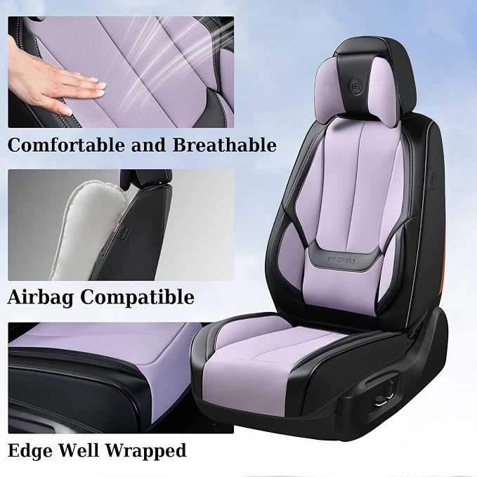 Coverado Car Seat Covers, Seat Covers for Cars, Waterproof Leather Auto Seat Protectors, Leather Car Seat Cushion, Car Interiors Accessories Universal Fit for Most Cars - Image 2