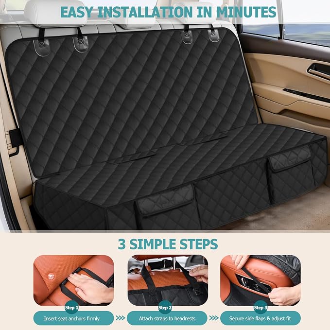 Bark Lover Deluxe More Durable Waterproof Backseat Protector, High Heat Resistant and Nonslip Back Seat Cover for Dogs Kids, Universal Size Fits Cars, Trucks, SUVs - Image 7