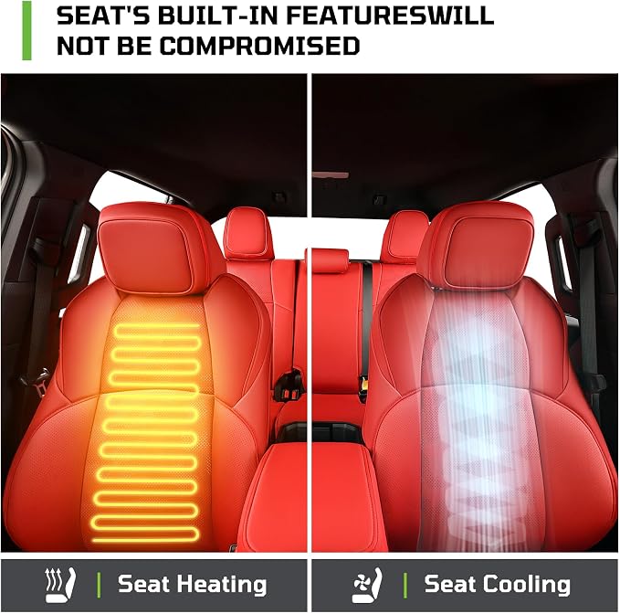 Car Seat Covers Fit for Toyota Tacoma 2024-2026 Double/Crew Cab,Red | Custom Faux Leather Full Set,Waterproof & Wear-Resistant Seat Cover,Fits Tacoma 4th Gen SR,SR5,TRD Sport,TRD Off-Road,Limited - Image 3
