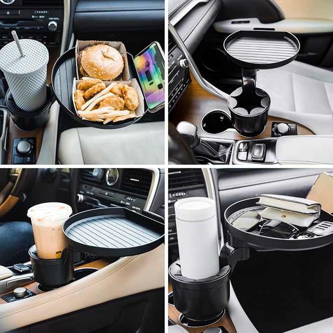 Macally Car Cup Holder Tray and Cup Holder Expander with Phone Slot - Enjoy Your Meal - 9" Car Food Tray Table and Drink Holder for Yeti, Hydroflask, etc. - Image 7