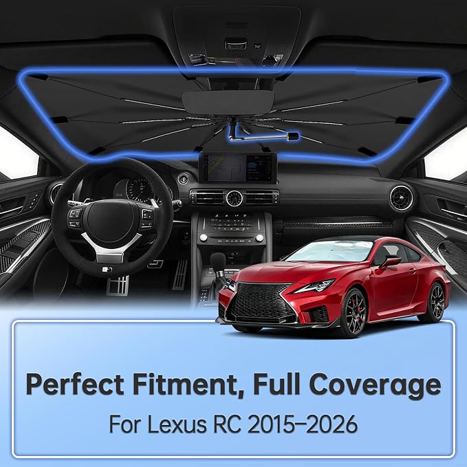 Windshield Sun Shade Umbrella for Lexus RC 2015–2026 Front Window | Double Layer Foldable Car Sunshadefor RC,UV Protection Sun Blocker & Heat Shield - Image 2