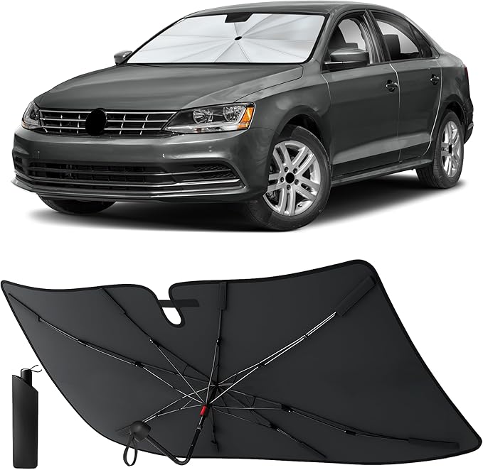 EcoNour Foldable Windshield Sun Shade & Window Tint Fit for 2011-2016 2017 2018 Volkswagen Jetta Sunshade, Front Car Window Shades Sun Visor, UV Protection, Heat Blocker, Car Accessories by EcoNour