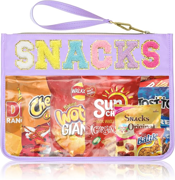 Siwara Snack Bags Clear Pouch Travel Makeup Bag Chenille Letter Bags for Zipper Pouch Clear Cosmetic Bag Clearly Tote Bag Makeup Travel Bags for Women by Siwara