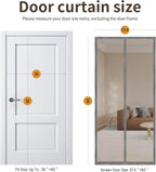 Magnetic Door Screen, Durable Reinforced Anti-Tear Mesh Self-Closing Curtain, Heavy Duty Screen Door with Full Frame Hook & Loop, Fit Door Size 36 x 82 Inch (Silver) - Image 4