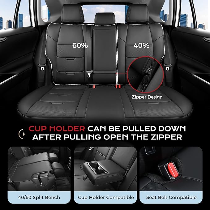 Coverado RAV4 Seat Covers Full Set Custom Fit for RAV4 2019-2025 SE, XSE | Car Seat Covers for Toyota RAV4 2019-2025(Hybrid/Prime/PHEV) SE/XSE, Easy Install & Waterproof & Airbag Compatible - Image 4