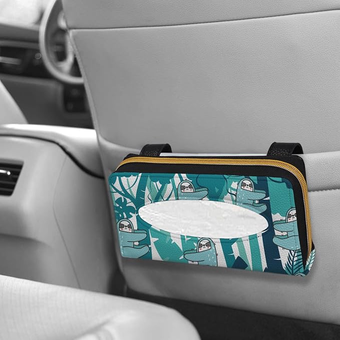 Biyejit 2 Pack Car Tissue Holder, Leopard Print PU Leather Hanging Paper Towel Box, Auto Napkin Holder Cover Paper Tissue Dispenser for Sun Visor & Backseat Vehicle - Image 4