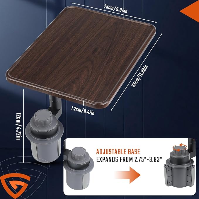 Car Desk for Laptop,360° Rotating Cup Holder Table,Wood Car Tray,Car Table | Adjustable Height Car Food Tray,Steering Wheel Tray,Car Seat Tray Compatible with Tesla Model Y/3/S, Ford F150& Most - Image 5