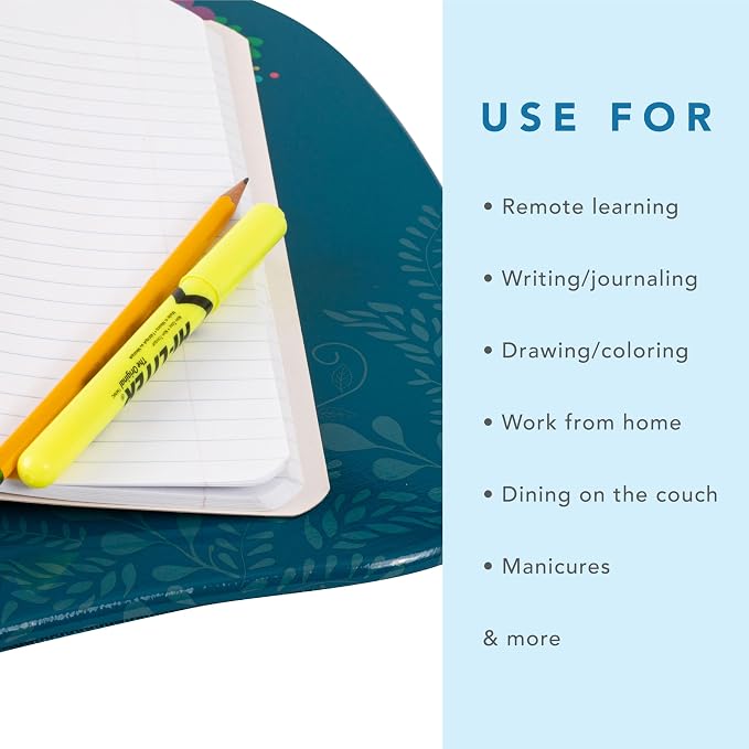 LAPGEAR MyStyle Lap Desk – Big Ideas, Fits 15.6” Laptops | Dual-Bolster Microbead Cushion, Built-In Carry Handle, Ergonomic Curved Front Edge - Image 4