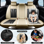 Fit Highlander Premium Leather Car Seat Covers for Toyota Highlander 2007-2025 2026 - Waterproof，Breathable，All-Weather Seat Cushion Protecto & Airbag Compatible, 2 Front Seat Beige&Black - Image 3