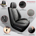 FREESOO Custom Leather for Toyota Tundra Seat Covers 2014-2021 Crewmax Cab | Custom Fit, Full Set, 60/40 Split Bench, Waterproof Faux Leather, for Truck Toyota Tundra Accessories, BlackGrey - Image 5