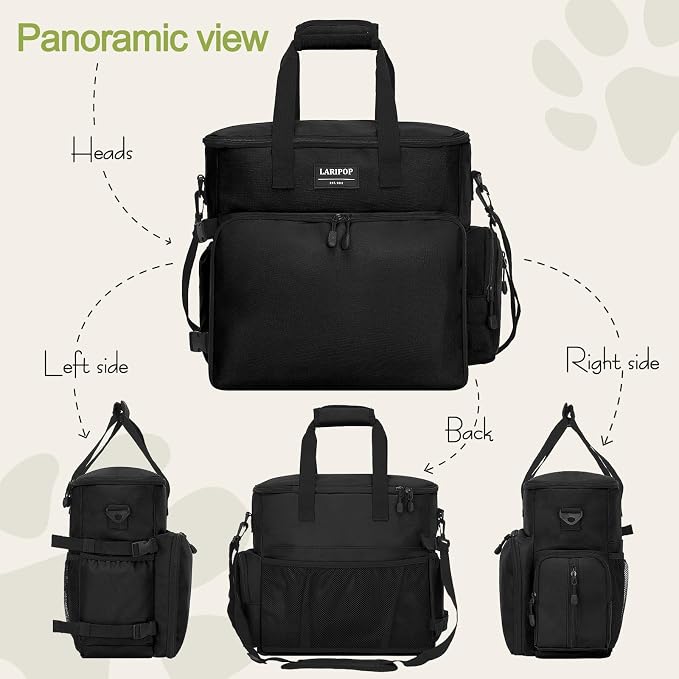 LARIPOP Dog Travel Bag Airline Friendly for Small Medium Large Dogs, Pet Travel Organizer with Collapsible Bowls Food Containers Mat, Waterproof Portable Tote for Dog Outdoor Travel - Image 3