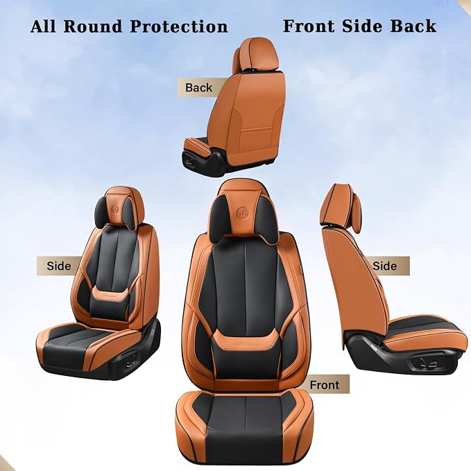 Coverado Car Seat Covers, Seat Covers for Cars, Waterproof Leather Auto Seat Protectors, Leather Car Seat Cushion, Car Interiors Accessories Universal Fit for Most Cars - Image 3