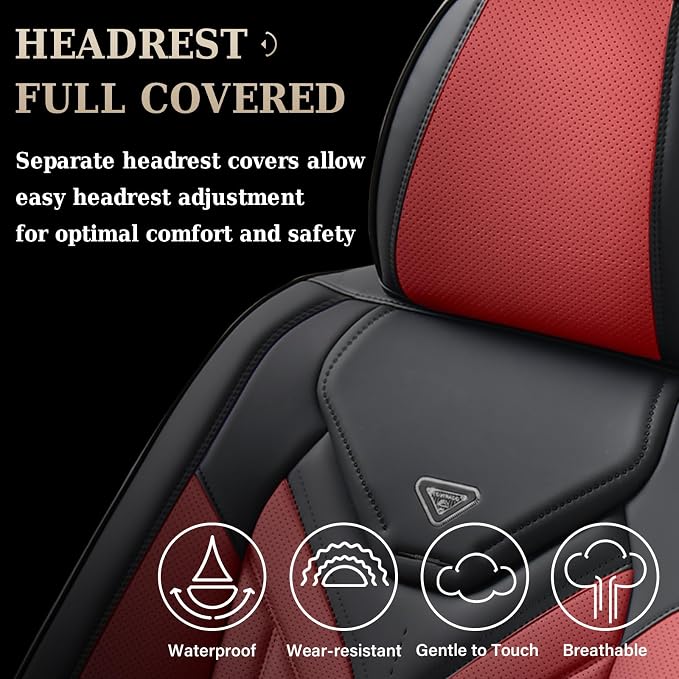 Coverado Seat Covers, Car Seat Covers Front Seats, Leather Seat Covers for Cars, Automotive Seat Covers Car Seat Protector Car Seat Cushion Universal Fit for Most Sedans SUV Pick-up Truck(Burgundy) - Image 4