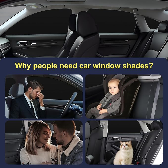 ZATOOTO Car Window Shades Custom Fit for Honda Civic 2017-2024, Privacy | Heat Reflective, Keep Car Cool, 6 Pack Custom Fit, Ideal for Camping, Naps & Protecting Valuables, Easy Foldable Storage - Image 3