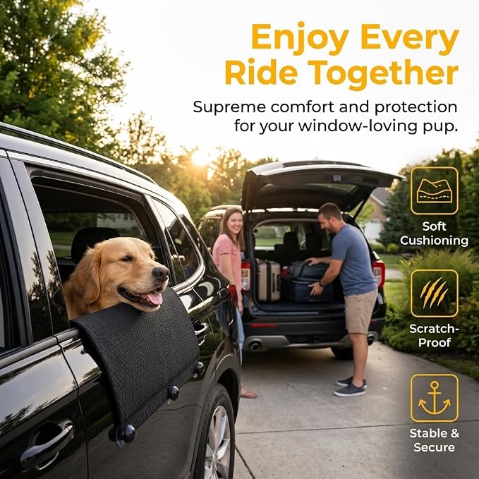 Dog Car Window Sill Protector Pad, Secure Fit Chin Rest for Dogs | 4-layer cushioned dog window pad helps absorb bumps, stays secure on highway rides, and doubles as a small-dog car mat - Image 4