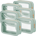 Hsei 6 Pcs Clear Makeup Bags Diaper Bag Organizer Travel Toiletry Bags with Zipper Clear Cosmetic Organizer Car Storage Pouch Bridesmaid Gift for Women Beach Vacation (Green) by Hsei