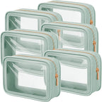 Hsei 6 Pcs Clear Makeup Bags Diaper Bag Organizer Travel Toiletry Bags with Zipper Clear Cosmetic Organizer Car Storage Pouch Bridesmaid Gift for Women Beach Vacation (Green) by Hsei