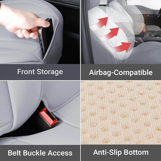 Coverland Premium Car Seat Covers Full Set Waterproof Interior Protector | Airbag Compatible Non-Slip Seat Cover for GV60, FX50, XC60, XC60 Recharge [Full set Gray - Size Chart X54] - Image 6