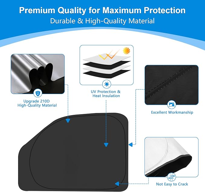 Front Side Window Sun Shade for 1996-2025 Chevy Express Cargo Van Accessories, Foldable Window Sunshade Sun Visor Protector, Side Window Shades Sun Shield Blocks UV Rays Heat, Pack of 2 - Image 4