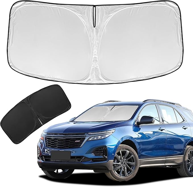 for Chevrolet Equinox 2018-2024 2025 Sun Shade Sunshade Windshield Cover | 4 Layers Front Window Shade Not for Chevy Equinox EV Sun Visor - 240T Retractable Shade Blocks UV Rays Car Accessories by ZOIBVCARSUNSHADE