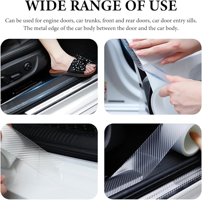 Car Door Edge Guards Door Sill Protector, 2In x 32.8Ft Door Entry Carbon Fiber Vinyl Wrap Film, Anti-Collision Bumper Guard Door Sill Scratch-Resistant Tape for Vehicle - Image 6