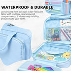 Travel Organizer, Portable Storage Bag for Toys, Snacks, & Activities, Travel Waterproof Organizer Bags with Hook & Carry Handle, Multi-Compartment (Blue) - Image 4