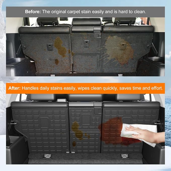 powoq 5 Seats Cargo Mat Compatible with 2010-2024 Toyota 4Runner Trunk Mat TPE Cargo Liner Trunk Liner Back Seat Protector Replacement for 2010-2024 Toyota 4Runner Accessories - Image 3