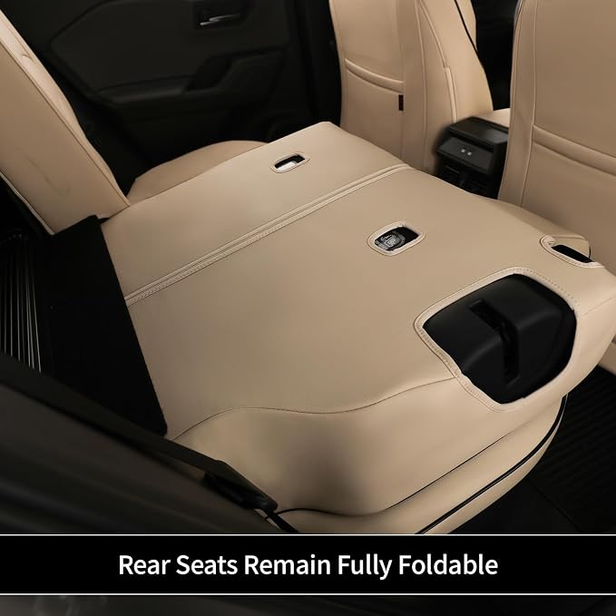 EKR Car Challenger Seat Covers 2008-2010,Leatherette Full Set | Custom Fit for Dodge Challenger 2008 2009 2010-Faux Leather(Beige) - Image 7