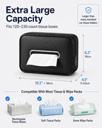 Carbon Fiber Texture Car Tissue Holder, Extra Large Car Tissue Box Holder for 120–230 Count Rectangular Tissue Boxes, Wider Opening, Dual Zipper, Fits Headrests, Consoles, and Seat Backs - Image 2