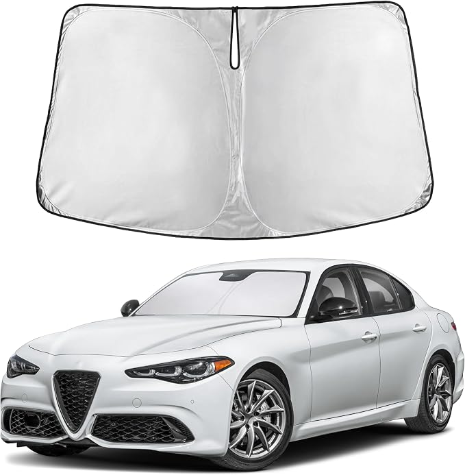 EcoNour Windshield Sunshade Compatible for Alfa Romeo Giulia 2016-2024 2025 2026, Sun Visor for Front Windshield & Window Sun Shade Cover, UV Heat Blocker & Protector, Car Accessories by EcoNour