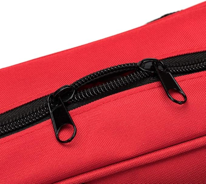 Red First Aid Bag Empty Travel Rescue Pouch First Responder Storage Medicine Emergency Bag for Car Home Office Kitchen Sport Outdoors (Red with Folders) - Image 6