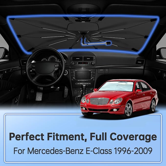 Windshield Sun Shade Umbrella for Mercedes-Benz E-Class 1996–2009 | Front Window Foldable Car Sunshadefor E-Class,UV Protection Sun Blocker & Heat Shield - Image 2