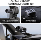 Socool Portable Car Fan Rechargeable Battery Opearated, Clip on Car Seat Headrest 360 Rotatable, 5-Speed Backseat Fans for Baby Rear Facing Cooling with Dual Air Outlets for SUV RV Truck - Image 5
