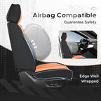 Coverado Seat Covers, Car Seat Covers Full Set, Leather Seat Covers for Cars, Car Seat Protector, Black Car Seat Covers Front Seats and Back Seats Universal Fit for Most Cars Orange - Image 4