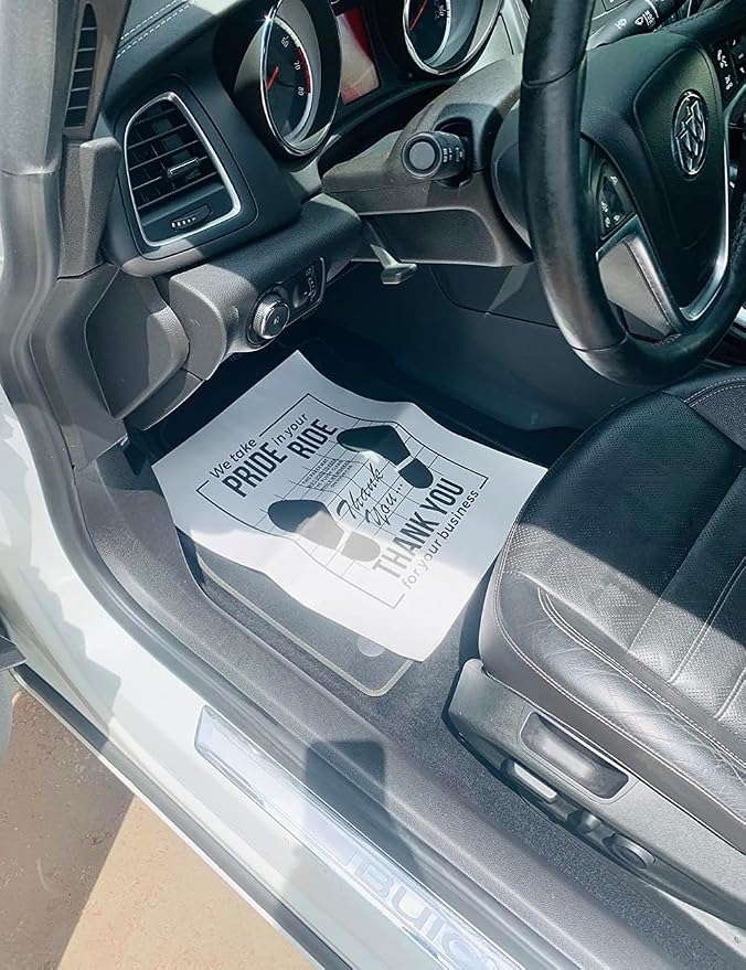 White Car Paper Floor Mats,50Pcs Vehicles Disposable Floor Pads,Temporary Cars Floor Protector,Automotive Mat Covers Protector,Detailing Detail Wash,Temporary Sticky 16x20inch - Image 8