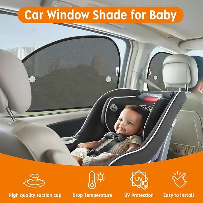 2026 New Upgrade Car Window Shades for Side Window 25"X15"(2 Pack),Car Window Shade for Baby Suction Cup,Sun Shade Side Window Can Blocks 99.98% UVR - Image 4