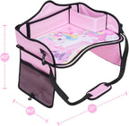 Kids Travel Tray for Car, Girl's Safety Seat Table | Weight-Relief Strap, Non-Skid Silicone Base, Waterproof Dining/Craft Mat, Carseat/Airplane Lap Desk - Image 8