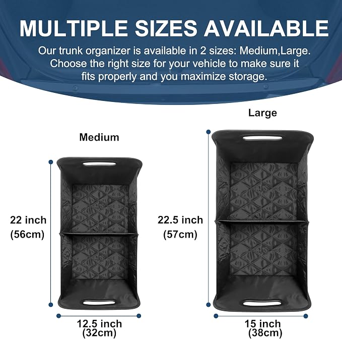 Deosk Car Trunk Organizer and Storage with Reinforced Handles, Waterproof Polyester Trunk Organizer for SUV, Minivan, Truck (Large, Black) - Image 2