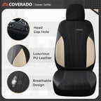 Coverado Automotive Seat Covers Front Seats, Luxury Car Seat Covers, Auto Seat Covers 2-Pack, Beige Driver Seat Protectors, Universal Fit for SUVs, Trucks, Sedans - Image 3