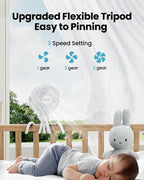 Gaiatop Mini Portable Stroller Fan, Small Clip on Fan 3 Speed Rechargeable | 360° Rotate Flexible Tripod, Battery Operated Detachable, Cooling for Car Seat Crib Treadmill Travel White - Image 3