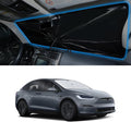 Windshield Sun Shade Umbrella for 2016-2026 Tesla Model X Tesla X | Full covered for windshield, Block UV Rays, Heat Reduction, Easy to install, Durable & Fold Up Small by YYCKE