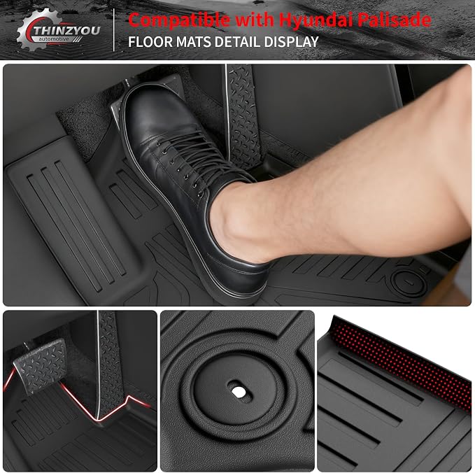 Floor Mats for 2026 Hyundai Palisade Gas 7 Seats Captain Chairs | Cargo Mat Trunk Mat Cargo Liner TPE Back Seat Cover Protector Palisade All Weather Accessories - Image 3