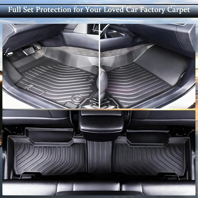 All Weather Floor Mats Floor Liners TPE Rugs for Ford Explorer 2015-2019 | 3D Laser Precision Fit Waterproof Durable Non-slip Odorless Front Rear Full Sets Trunk Tray Carpet Liners Accessories - Image 3