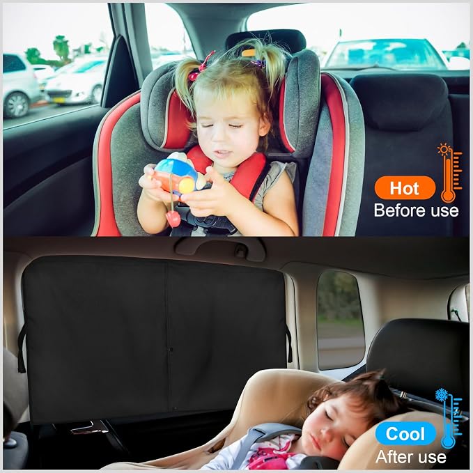 Car Window Shades, Double Layers Magnetic Car Sun Shade for Baby, Blackout/See Through Back Side Window Covers, Auto Window Curtains for UV Protection - Image 5