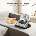 HUANUO Lap Desk with 8 Adjustable Angles – Up to 15.6" Laptop, Grey | Dual-cushion base, carry handle, 30% thicker for durability, wider anti-slip ledge, for home office, sofa, bed, car - Image 5