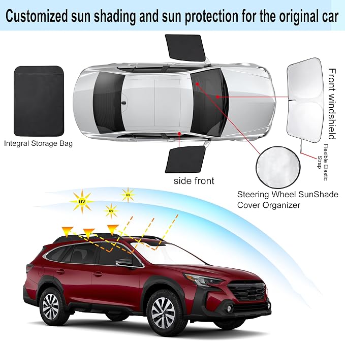 3PCS Car Window Shades Front Windshield Sun Shade Foldable Window Shade Custom Fit for Subaru Outback 2021-2024 Accessories Car Shades for Front Windows Anti-UV Rays Block Heat - Image 3