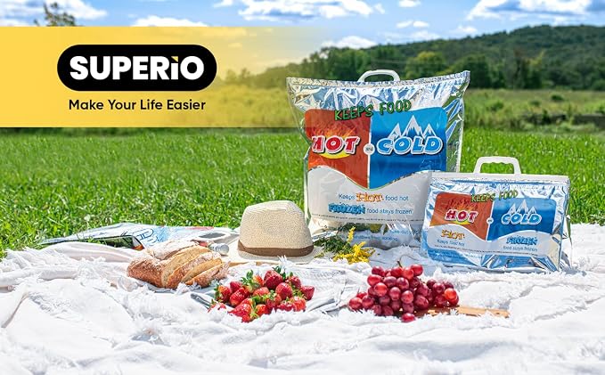 Superio Hot and Cold Insulated Bags for Food Delivery, Grocery Shopping Bags, Food Storage for Hot and Frozen Food for Travel, Disposable Cooler Bag, Reinforced Thermal Lunch Bag (4, 16"x19.25") - Image 4