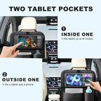 Car Backseat Organizer with Tablet Holder,6 Storage Pockets Car Storage Organizer with Foldable Food Tray,Kick Mats Backseat Protector Travel Accessories (Black) - Image 3