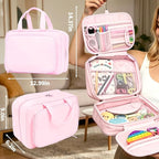 Kids Travel Organizer, Portable Storage Bag for Toys, Snacks, & Activities, Travel Waterproof Organizer Bags with Hook & Carry Handle, Multi-Compartment (Pink) - Image 2